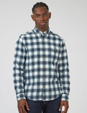 Camicie Ben Sherman Brushed Ombre Check Flannel Verdi | 843659-OMK