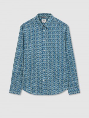 Camicie Ben Sherman Floral Print Long-Sleeve Blu Grigie | 815473-ULW