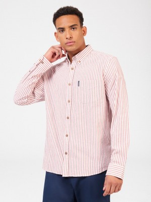 Camicie Ben Sherman Recycled Cotton Oxford Stripe Arancioni | 710826-PIW