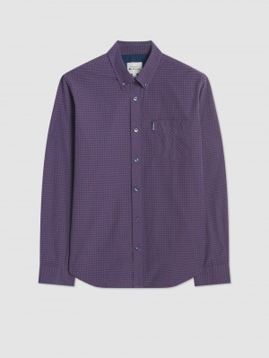 Camicie Ben Sherman Signature Gingham Long-Sleeve Viola | 394610-EPY