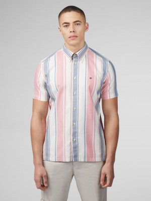 Camicie Ben Sherman Signature Multicolor Stripe Rosa Scuro | 253419-FBJ