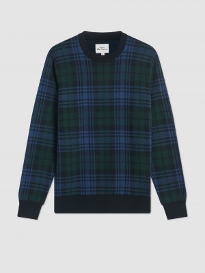 Maglieria Ben Sherman Blackwatch Check Crewneck Nere | 960147-LQE