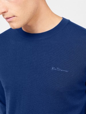 Maglieria Ben Sherman Signature Merino Crewneck Blu | 312980-UKJ