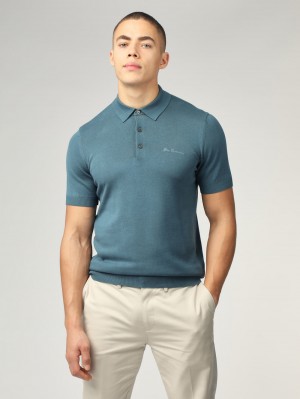 Maglieria Ben Sherman Signature Short Sleeve Polo Verde Acqua | 781425-LYS