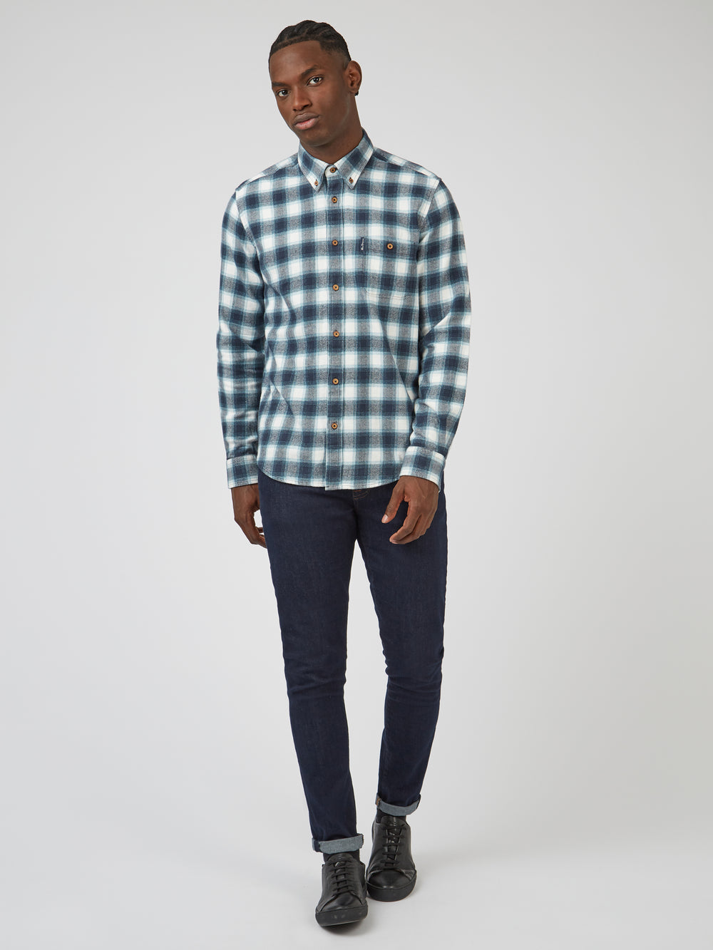 Camicie Ben Sherman Brushed Ombre Check Flannel Verdi | 843659-OMK