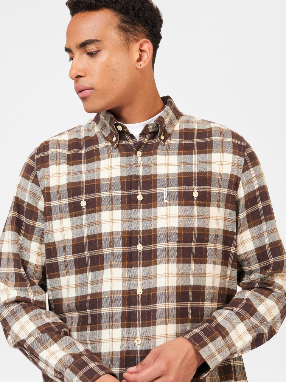 Camicie Ben Sherman Brushed Plain Check Cioccolato | 261840-TLK