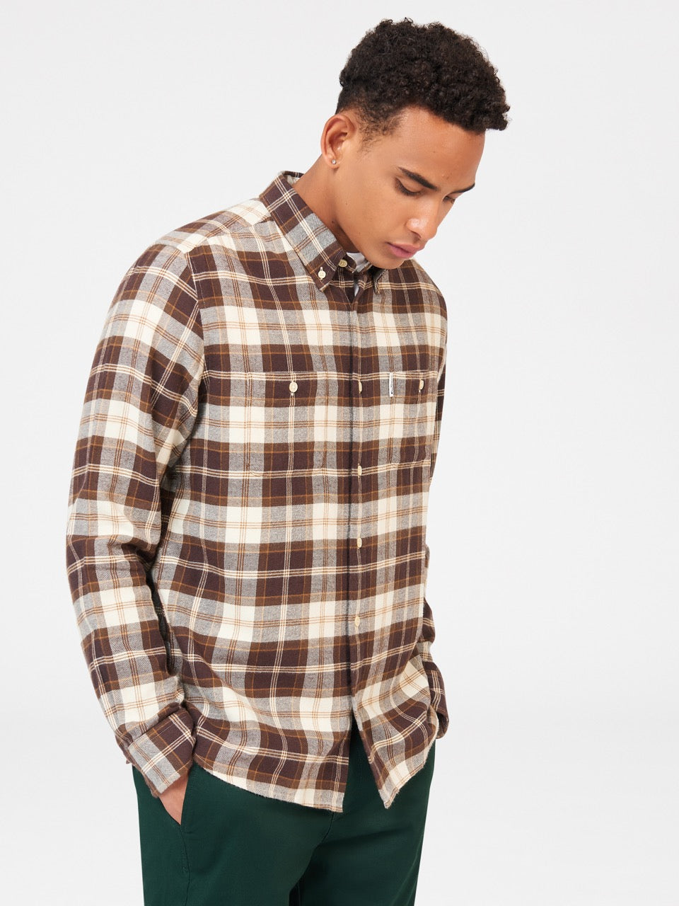 Camicie Ben Sherman Brushed Plain Check Cioccolato | 261840-TLK