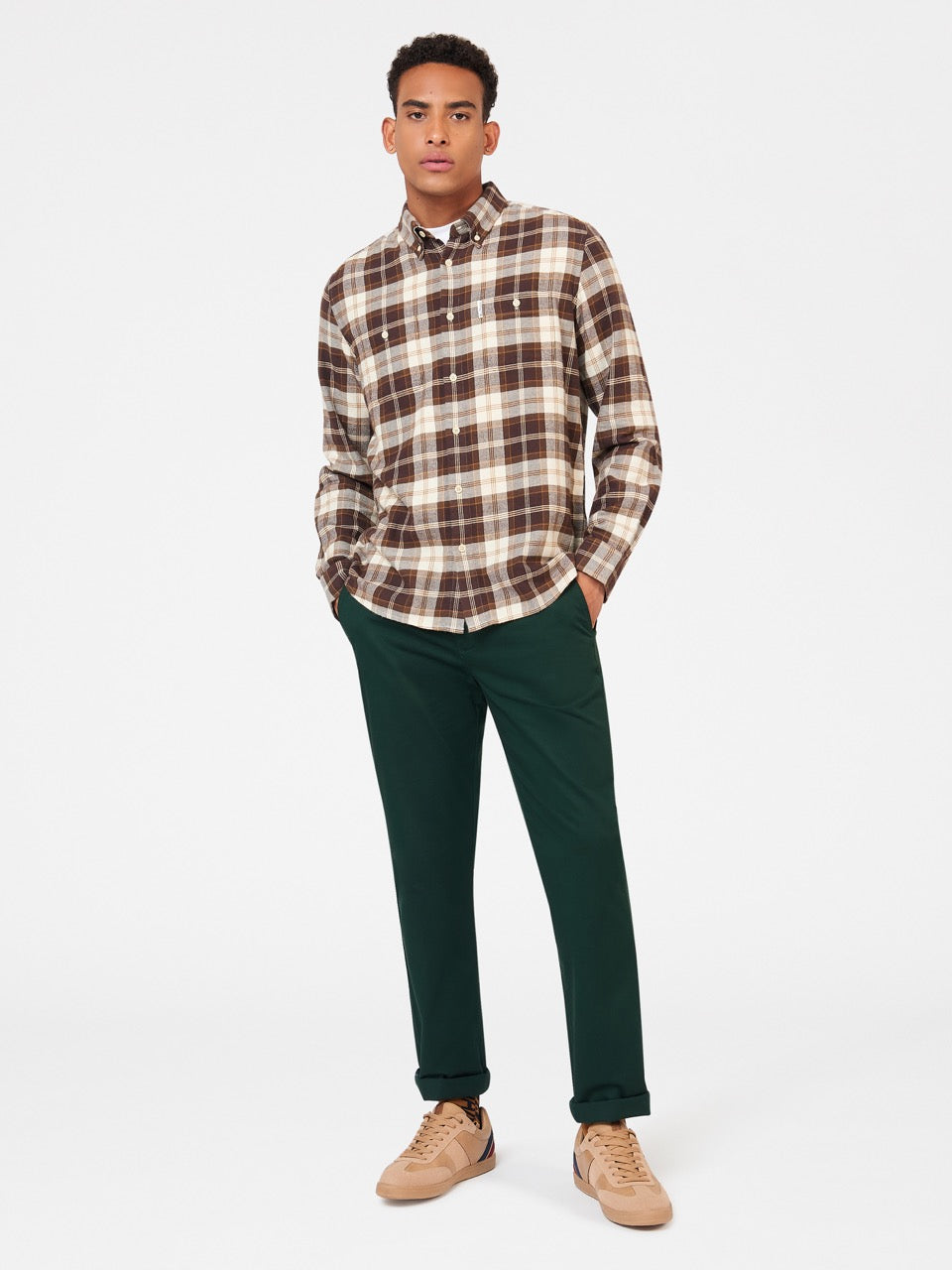 Camicie Ben Sherman Brushed Plain Check Cioccolato | 261840-TLK