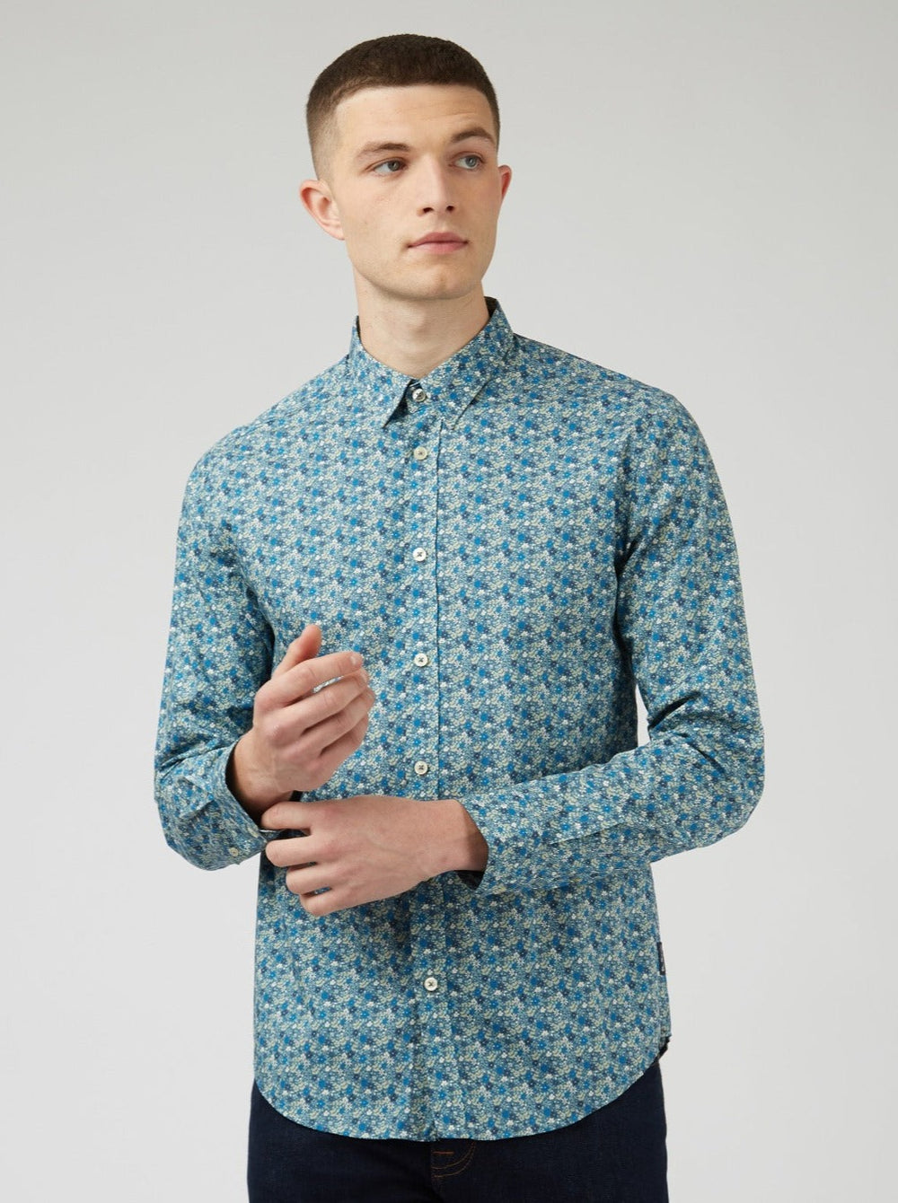 Camicie Ben Sherman Floral Print Long-Sleeve Blu Grigie | 815473-ULW