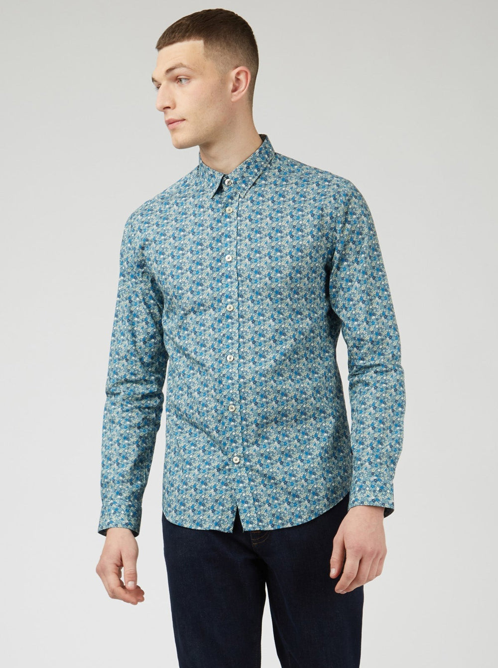 Camicie Ben Sherman Floral Print Long-Sleeve Blu Grigie | 815473-ULW