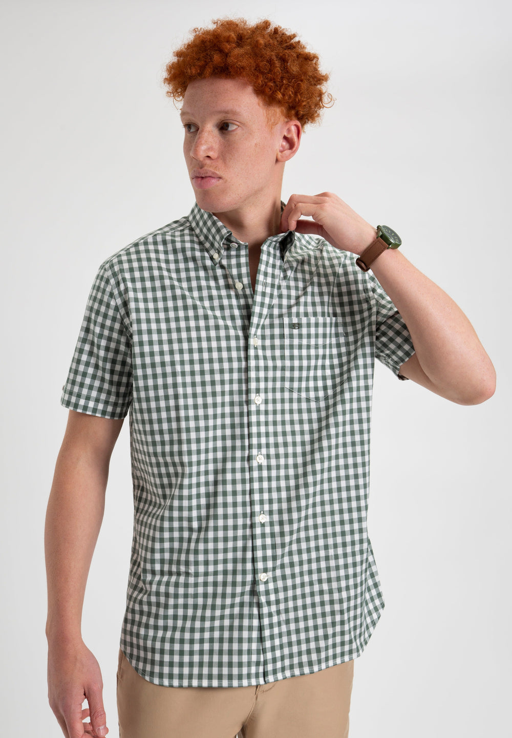 Camicie Ben Sherman House Poplin Gingham Verde Oliva | 298176-ZBI