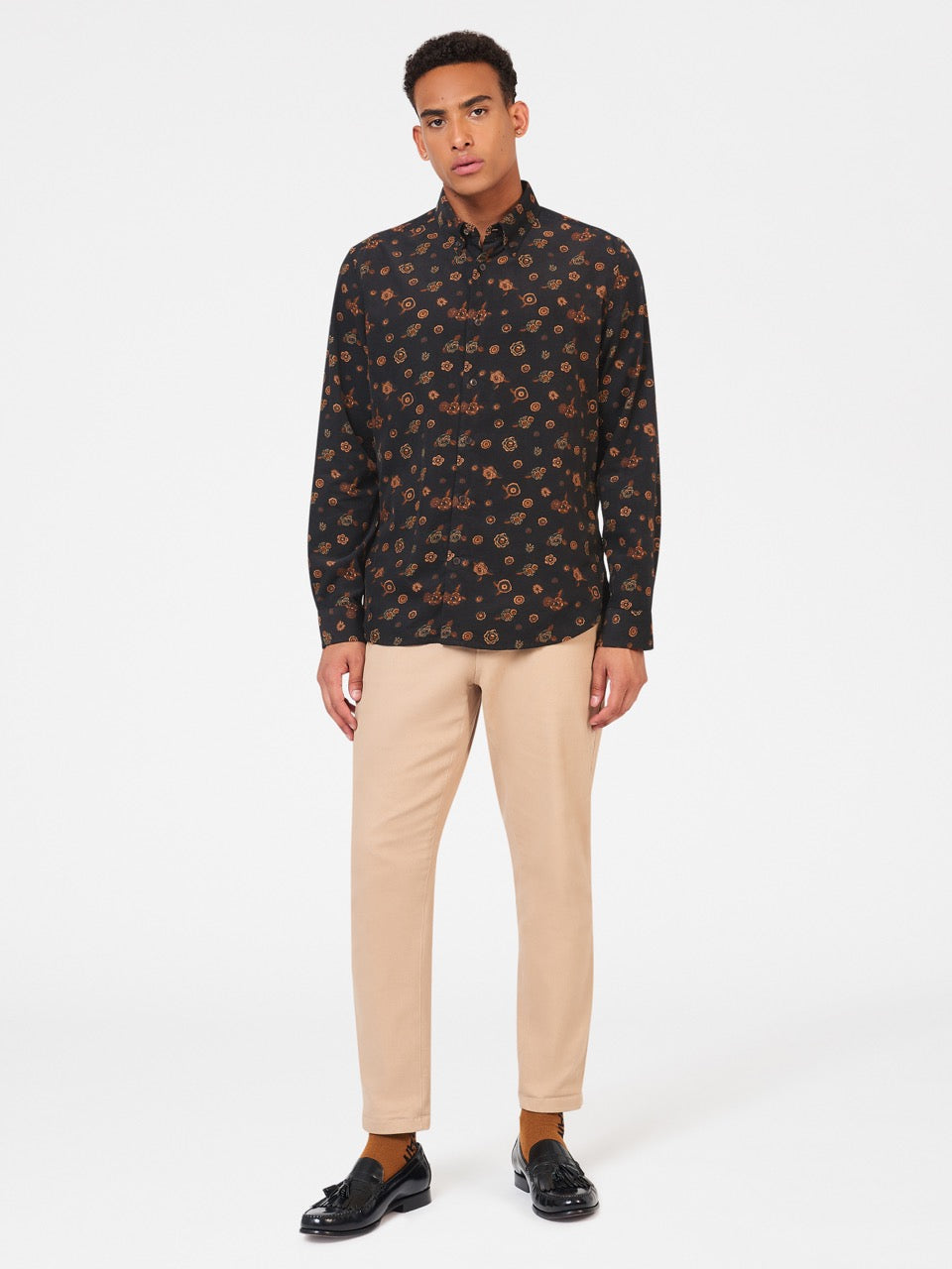 Camicie Ben Sherman Retro Floral Print Corduroy Nere | 745862-BUK