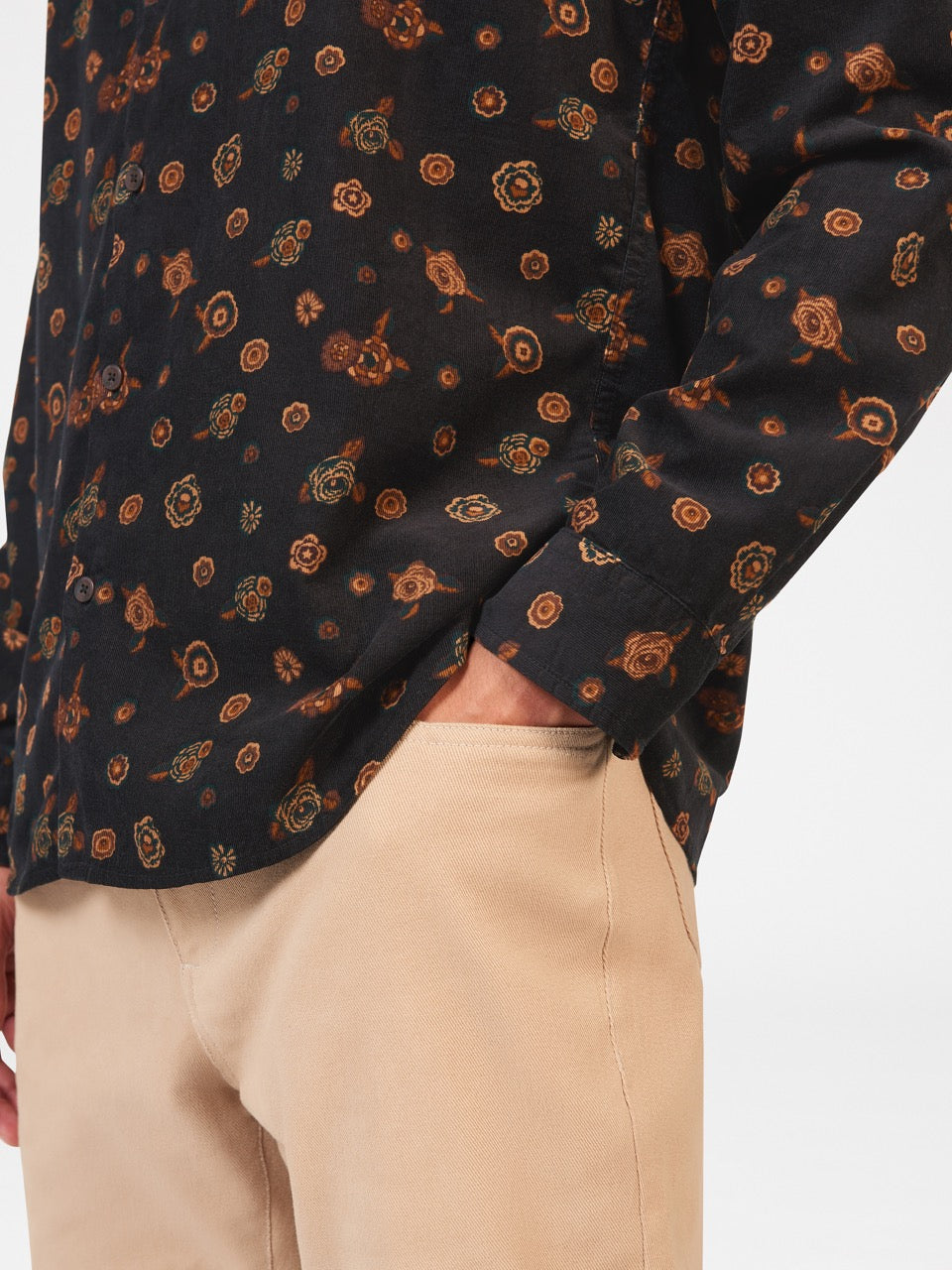 Camicie Ben Sherman Retro Floral Print Corduroy Nere | 745862-BUK