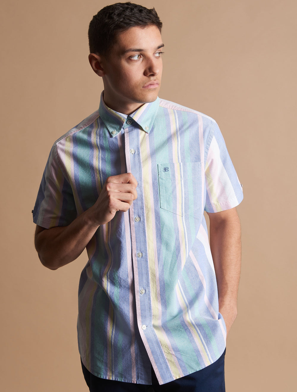 Camicie Ben Sherman Short Sleeve Brighton Oxford Organic Stripe Colorate Strisce | 739182-IGH