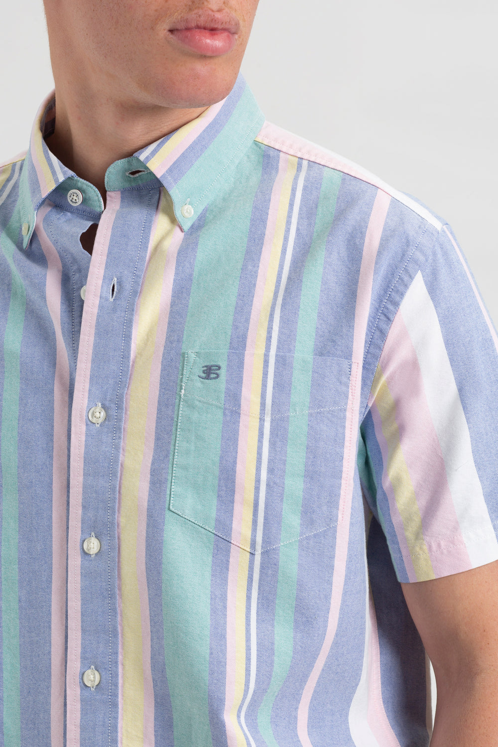 Camicie Ben Sherman Short Sleeve Brighton Oxford Organic Stripe Colorate Strisce | 739182-IGH