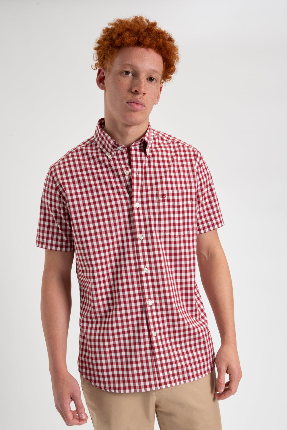 Camicie Ben Sherman Short Sleeve House Poplin Gingham Bordeaux | 597106-JPZ