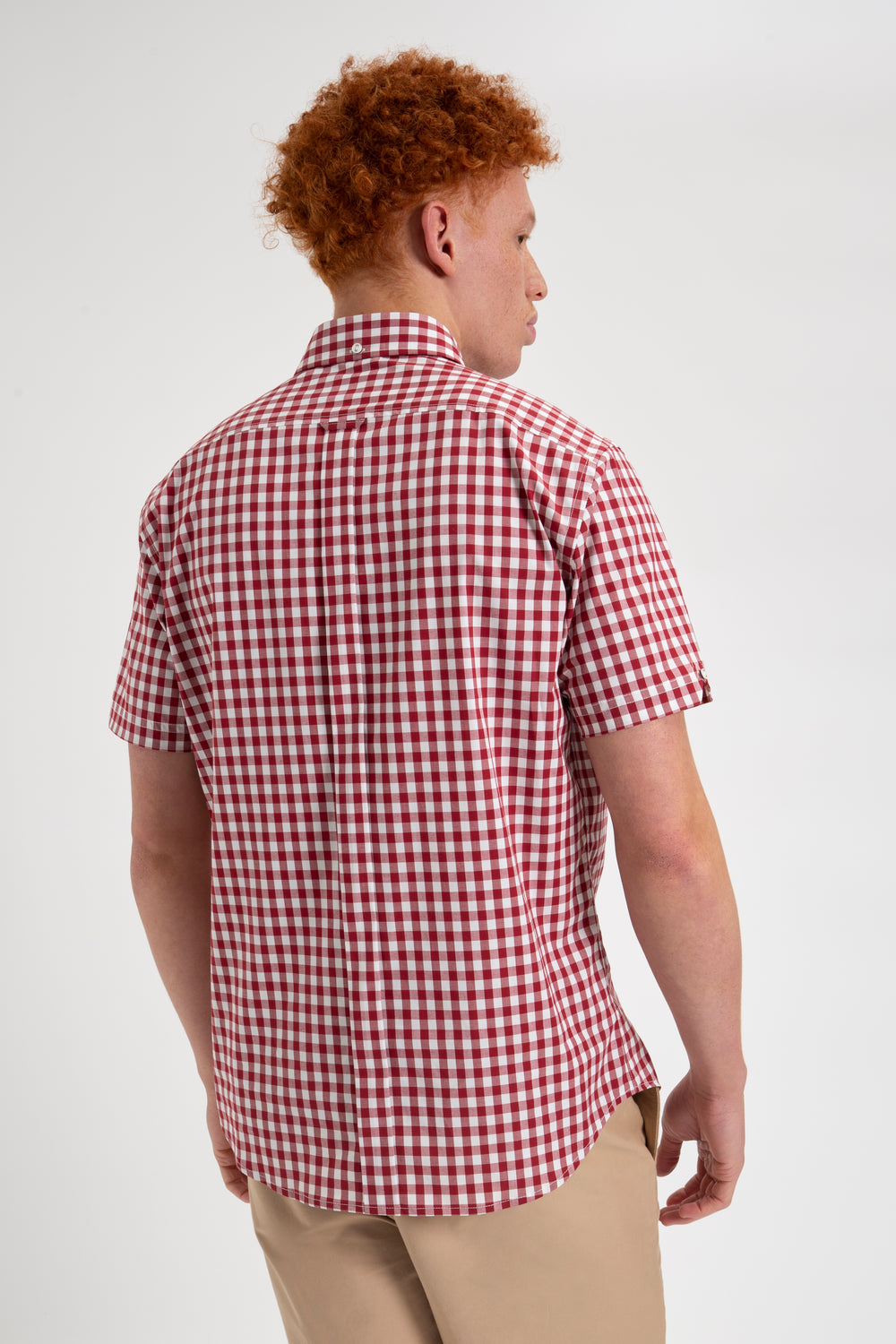 Camicie Ben Sherman Short Sleeve House Poplin Gingham Bordeaux | 597106-JPZ