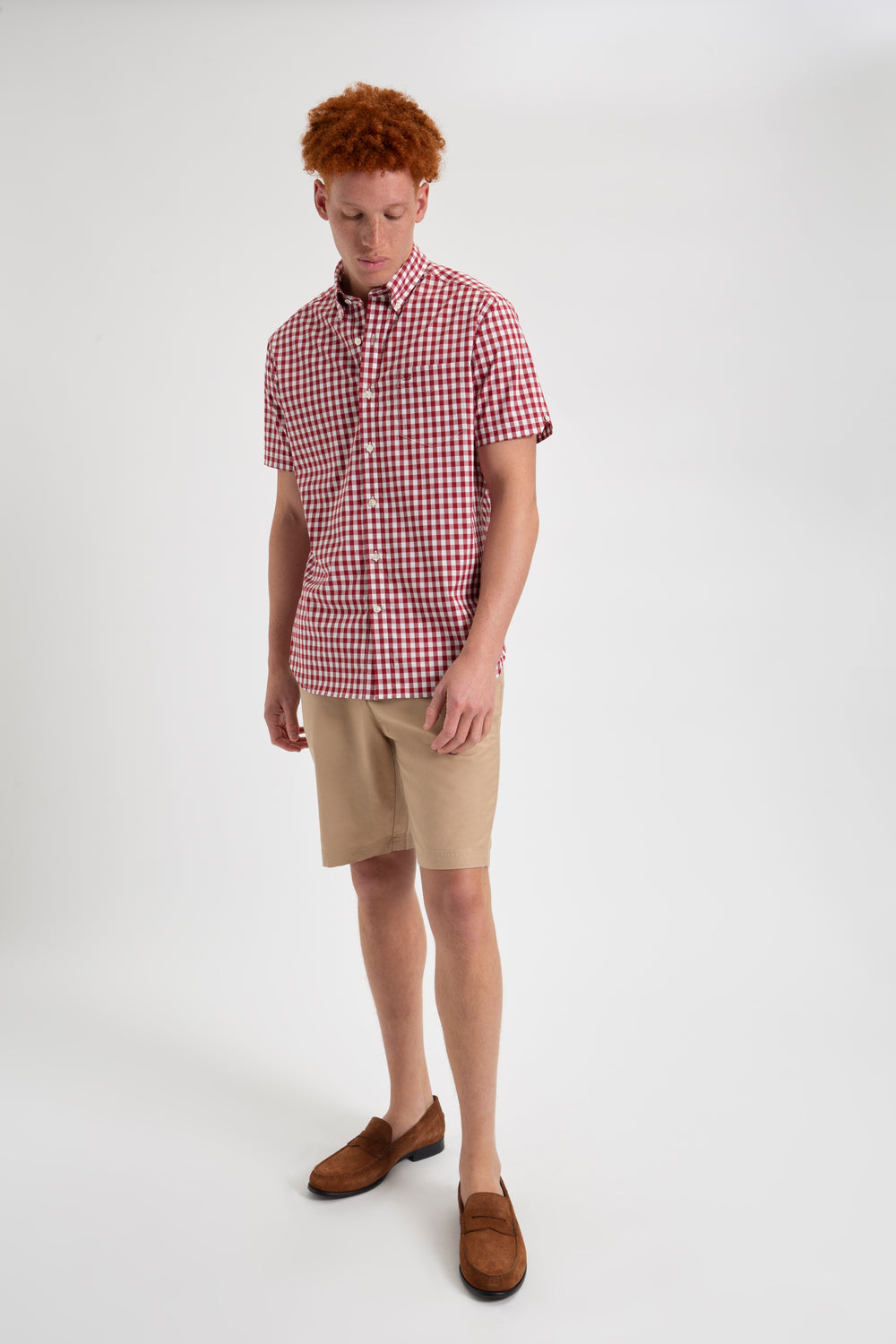 Camicie Ben Sherman Short Sleeve House Poplin Gingham Bordeaux | 597106-JPZ