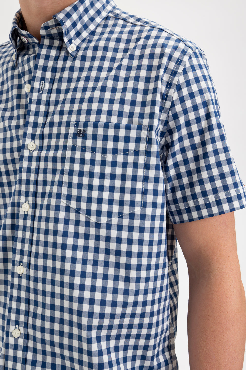 Camicie Ben Sherman Short Sleeve House Poplin Gingham Blu Marino Verde Oliva | 547260-LBS