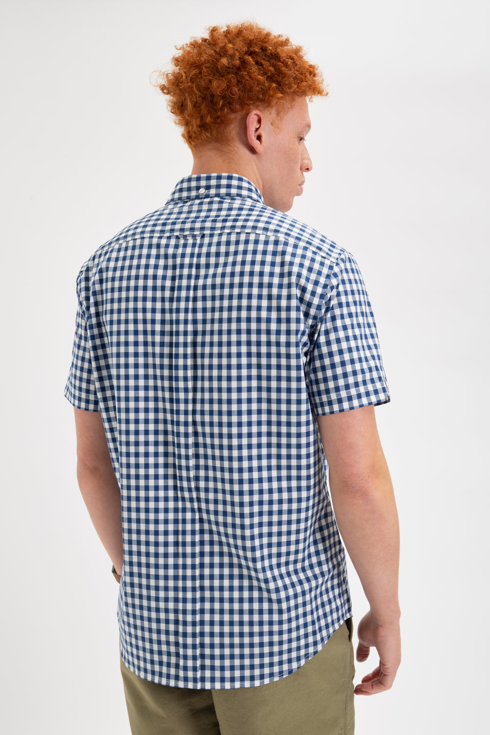 Camicie Ben Sherman Short Sleeve House Poplin Gingham Blu Marino Verde Oliva | 547260-LBS