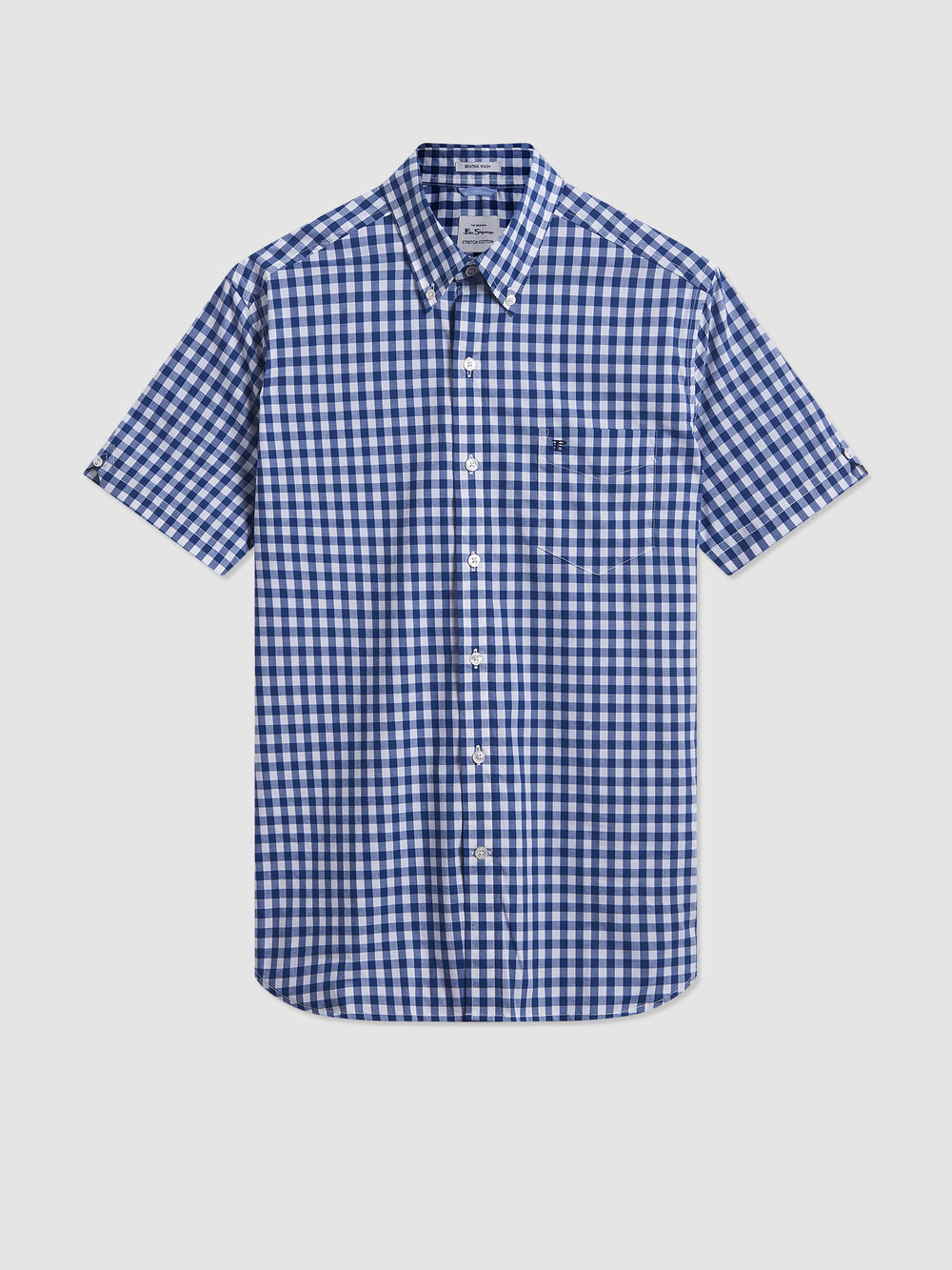 Camicie Ben Sherman Short Sleeve House Poplin Gingham Blu Marino Verde Oliva | 547260-LBS