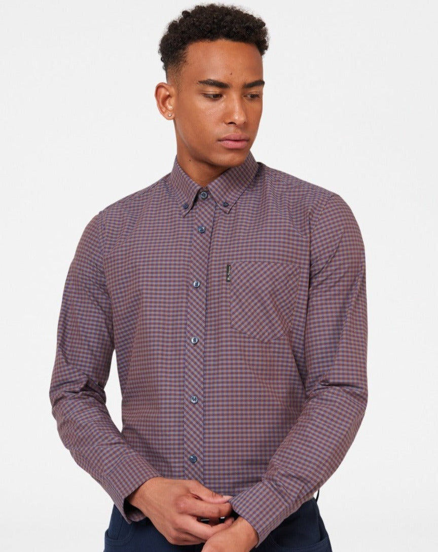 Camicie Ben Sherman Signature Gingham Long-Sleeve Viola | 648172-SXJ