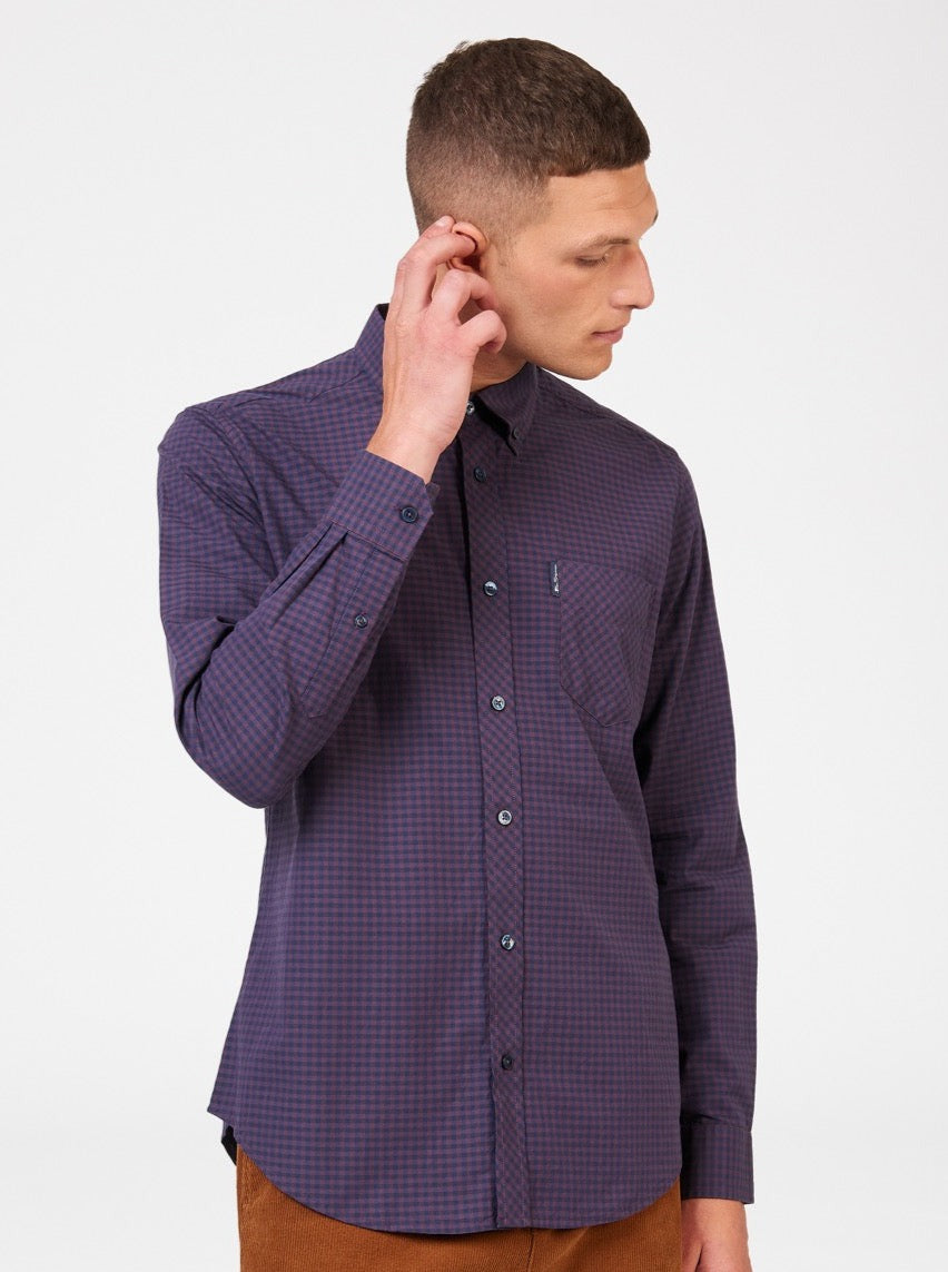 Camicie Ben Sherman Signature Gingham Long-Sleeve Viola | 394610-EPY