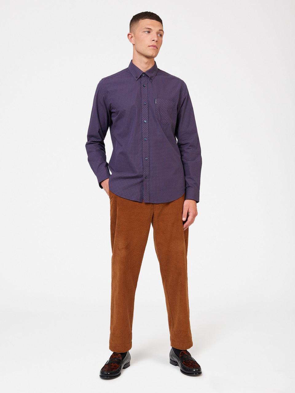 Camicie Ben Sherman Signature Gingham Long-Sleeve Viola | 394610-EPY