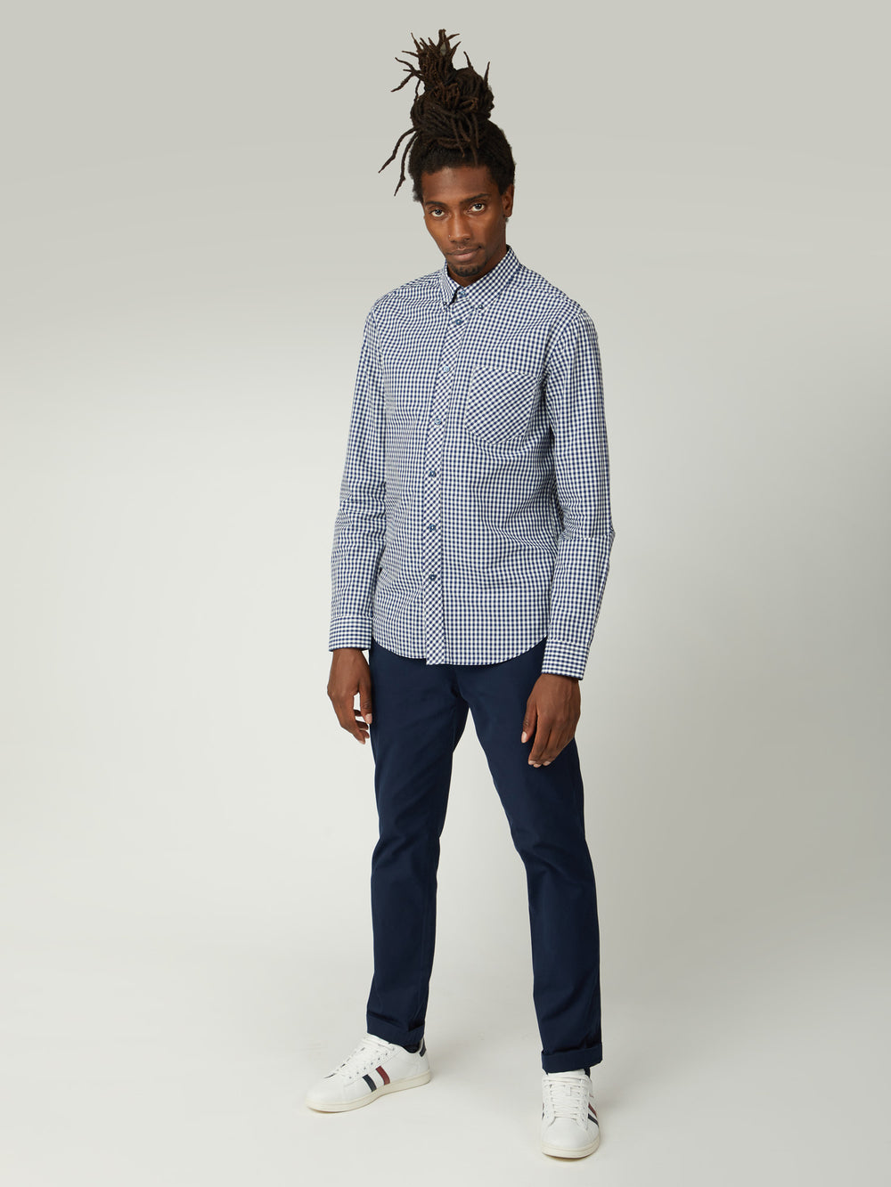 Camicie Ben Sherman Signature Long-Sleeve Gingham Blu Scuro | 290653-SDW