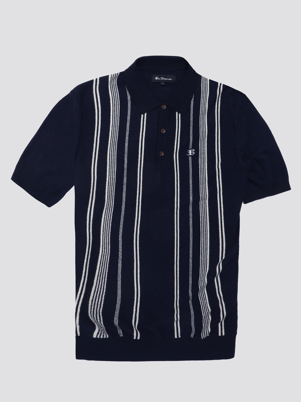 Maglieria Ben Sherman B by Ben Sherman Crinkle Cotton Stripe Polo Blu Marino | 178546-ZIH