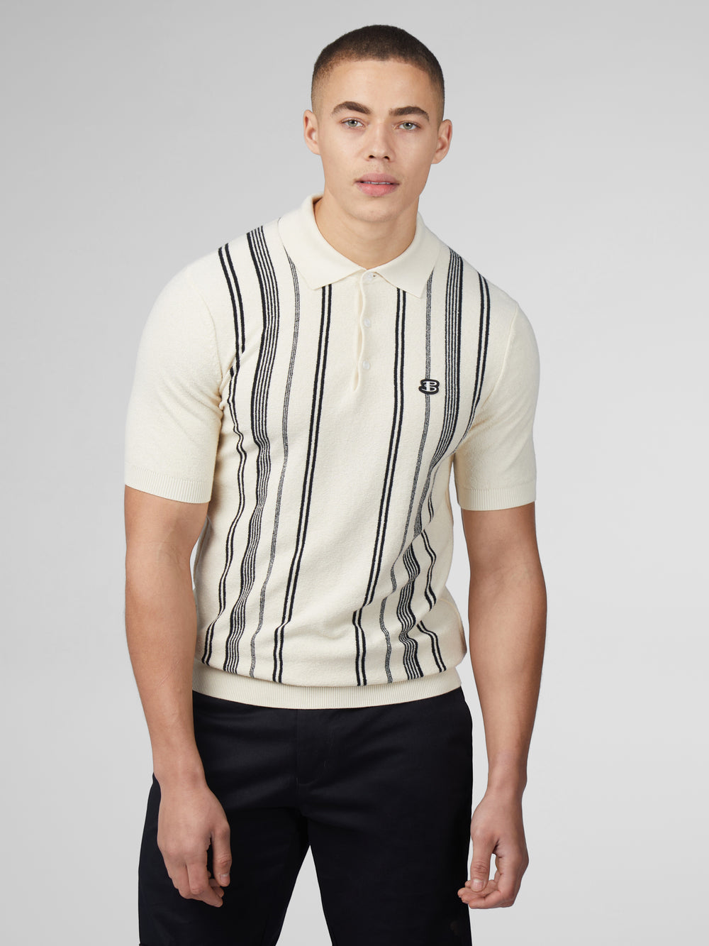 Maglieria Ben Sherman B by Ben Sherman Crinkle Cotton Stripe Polo Bianche | 012768-CFU