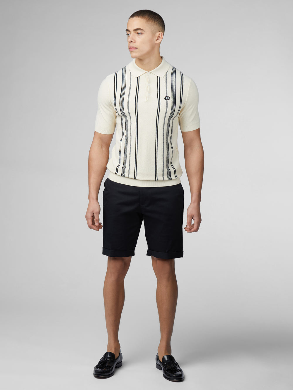 Maglieria Ben Sherman B by Ben Sherman Crinkle Cotton Stripe Polo Bianche | 012768-CFU