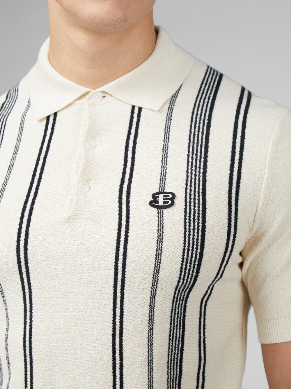 Maglieria Ben Sherman B by Ben Sherman Crinkle Cotton Stripe Polo Bianche | 012768-CFU