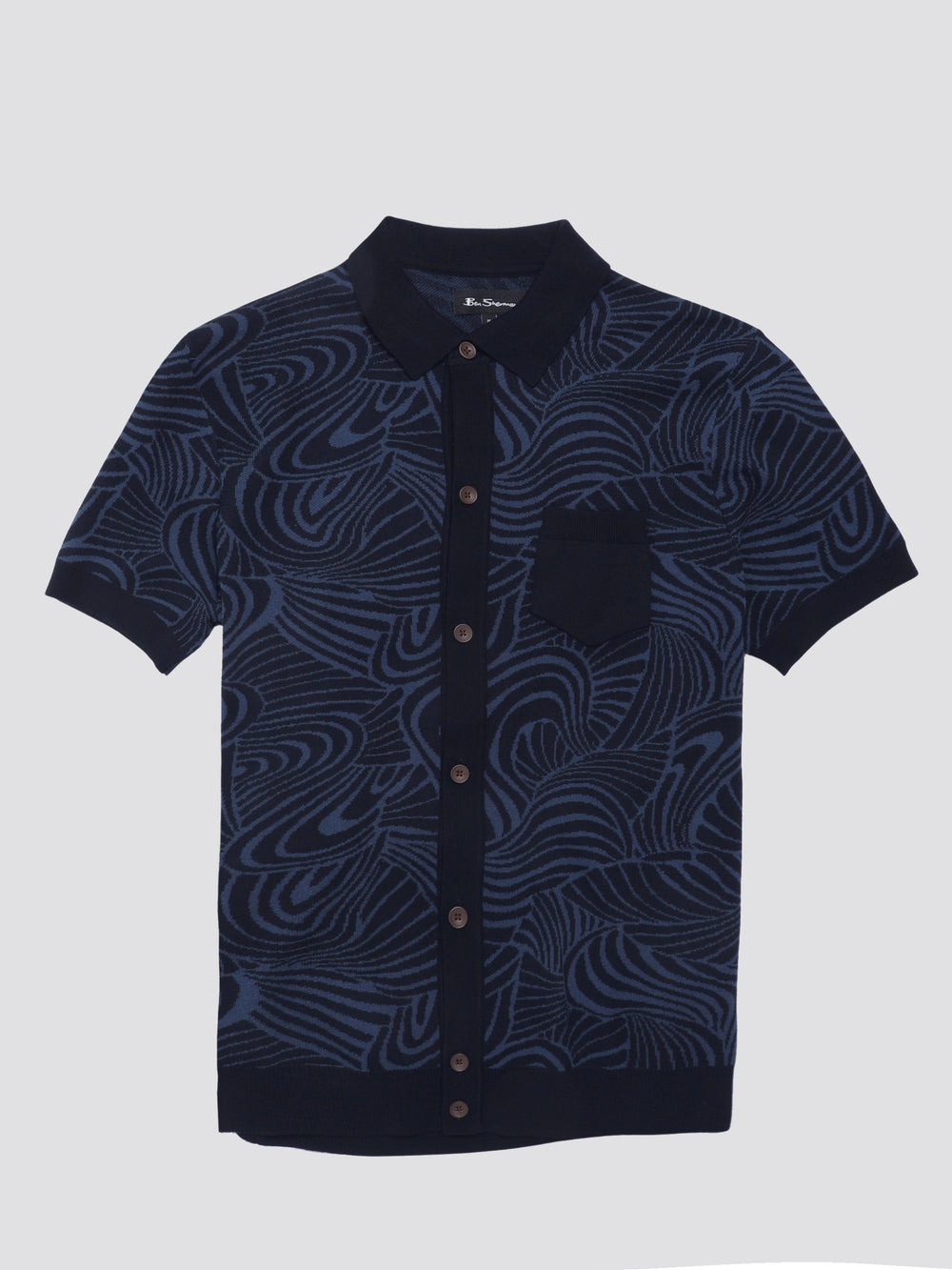 Maglieria Ben Sherman B by Ben Sherman Swirl Jacquard Button Through Polo Blu Marino | 601352-YAE