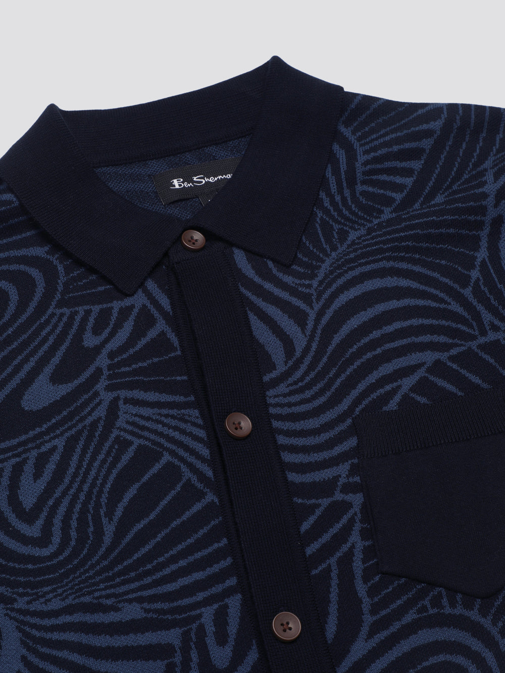 Maglieria Ben Sherman B by Ben Sherman Swirl Jacquard Button Through Polo Blu Marino | 601352-YAE