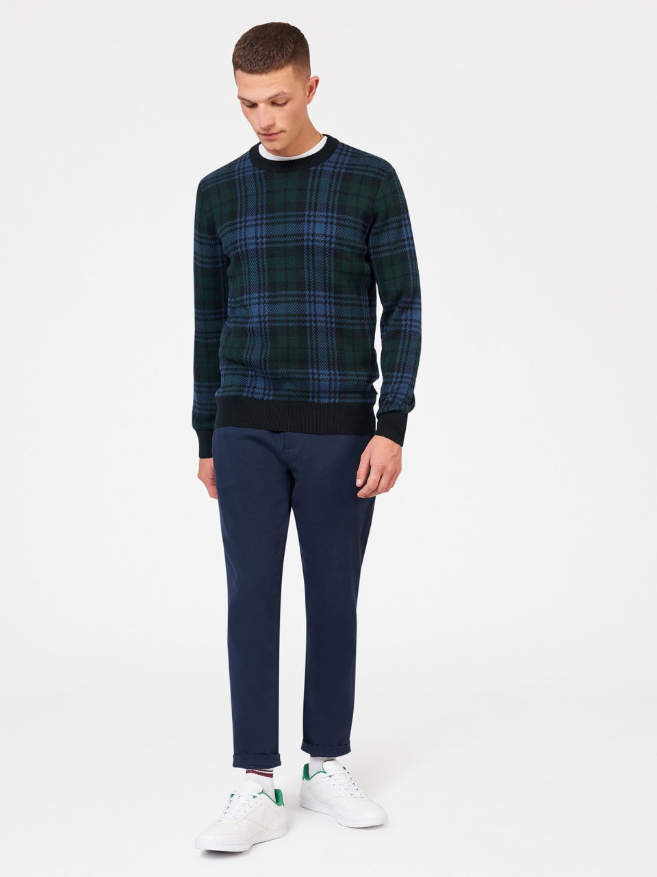 Maglieria Ben Sherman Blackwatch Check Crewneck Nere | 960147-LQE