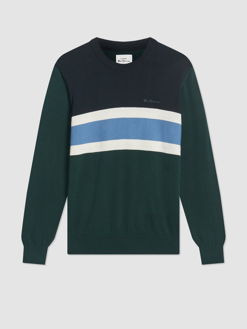 Maglieria Ben Sherman Chest Stripe Crewneck Verdi Scuro | 048216-QHM