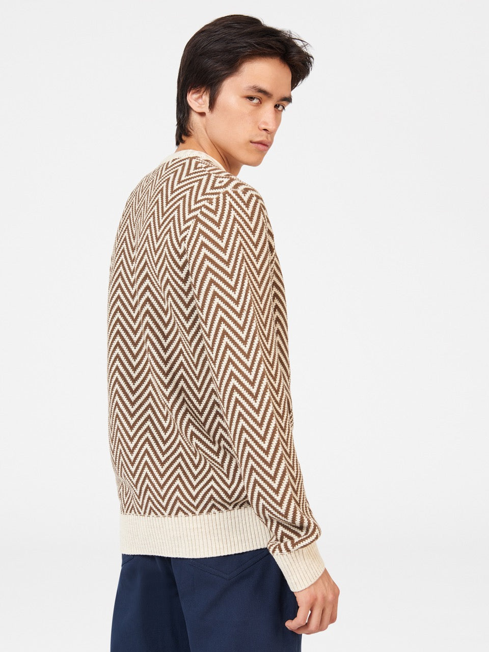 Maglieria Ben Sherman Chevron Jacquard Crewneck Bianche | 182594-XEY