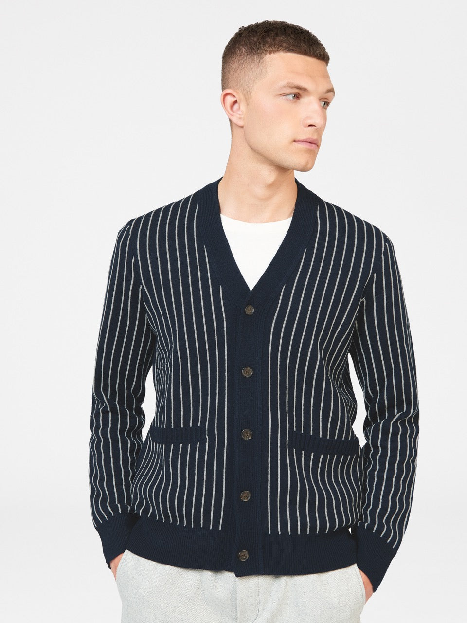 Maglieria Ben Sherman Jacquard Stripe Cardigan Blu Marino | 743169-GTS