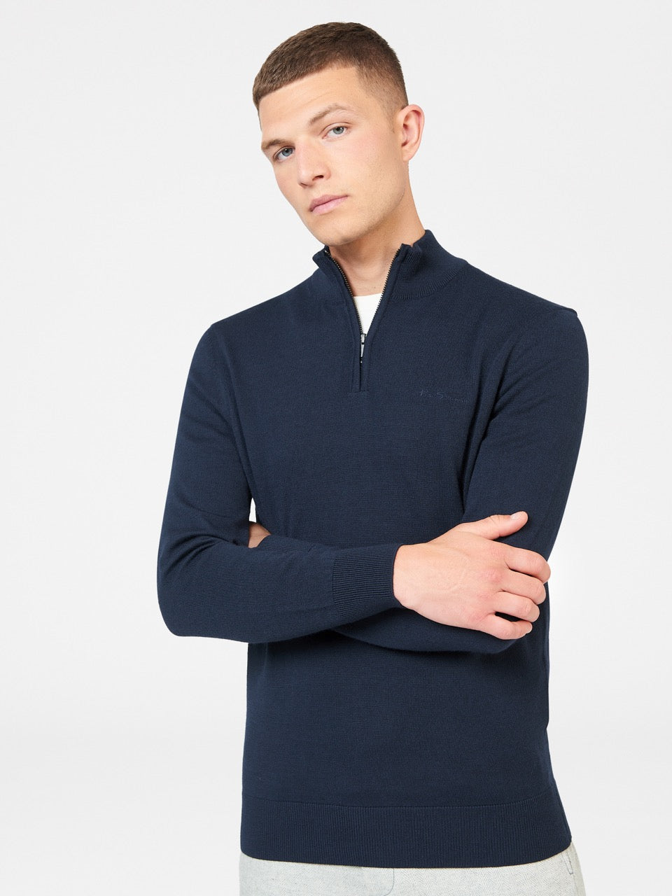 Maglieria Ben Sherman Merino Half-Zip Blu Marino | 851240-LKC