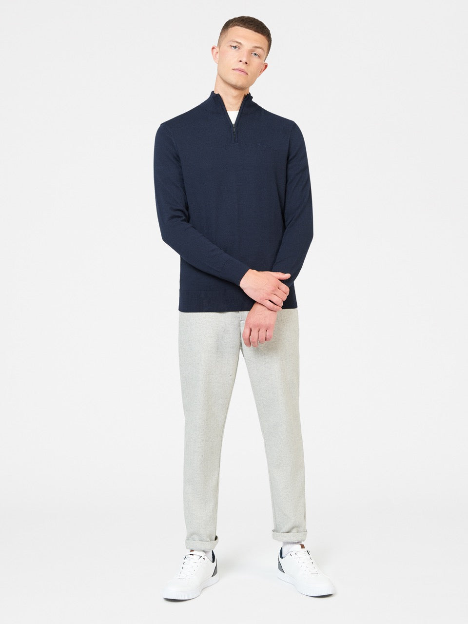 Maglieria Ben Sherman Merino Half-Zip Blu Marino | 851240-LKC