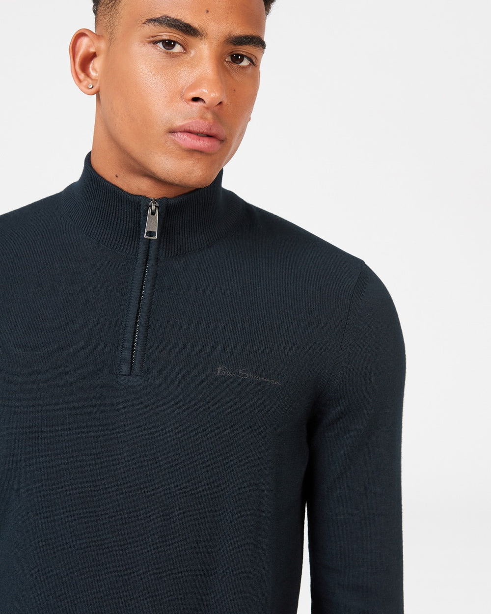 Maglieria Ben Sherman Merino Half-Zip Nere | 276398-LJO