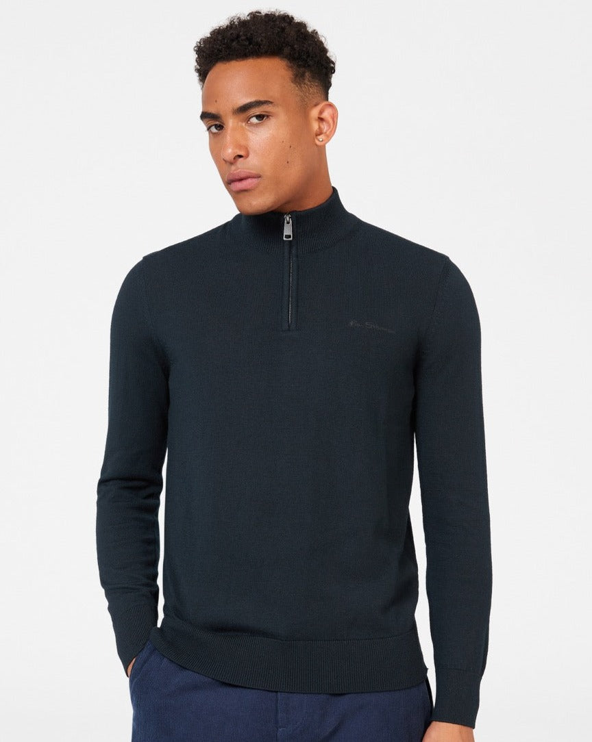 Maglieria Ben Sherman Merino Half-Zip Nere | 276398-LJO