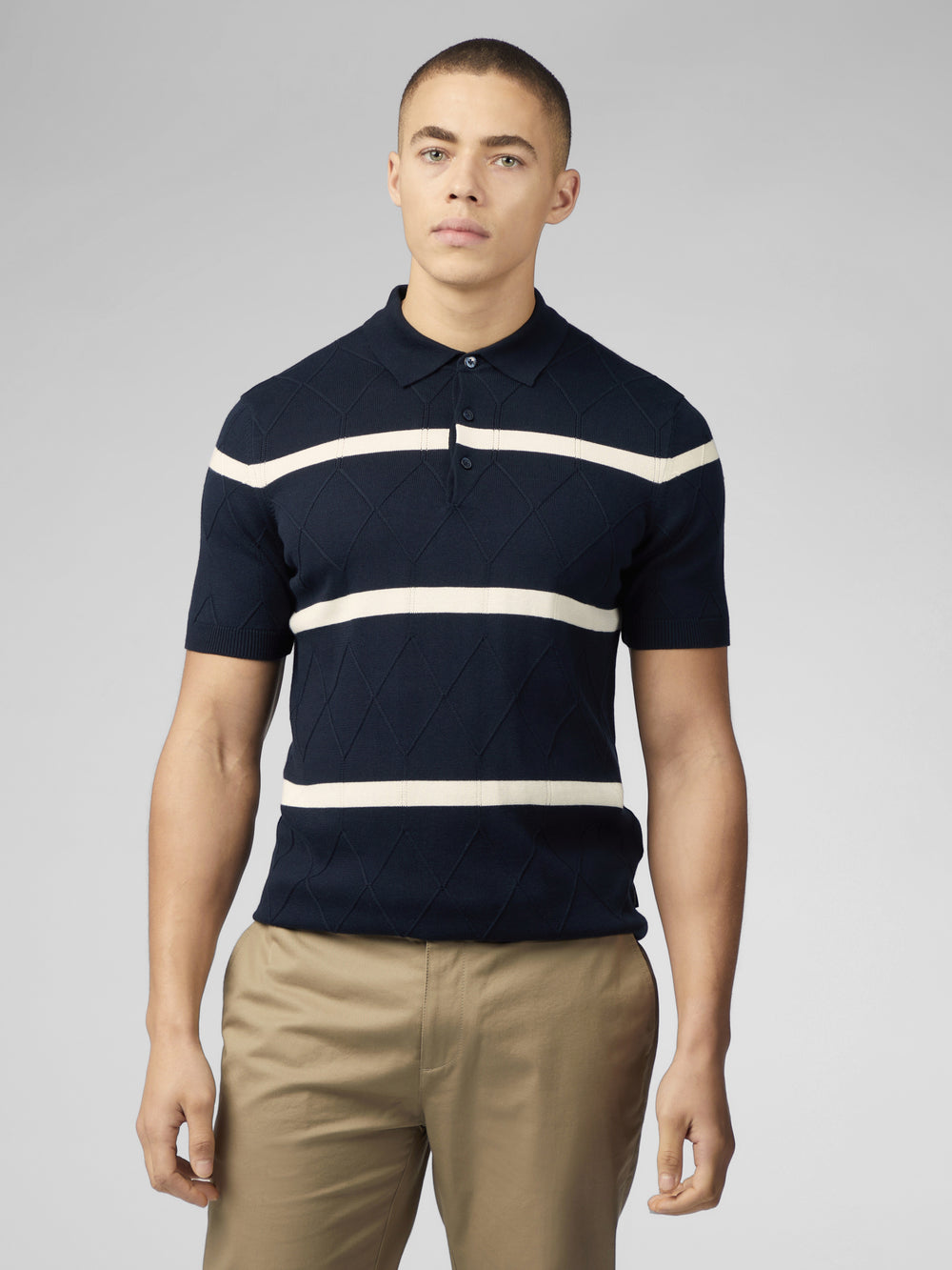 Maglieria Ben Sherman Signature Argyle Stripe Polo Blu Marino | 409251-IEL