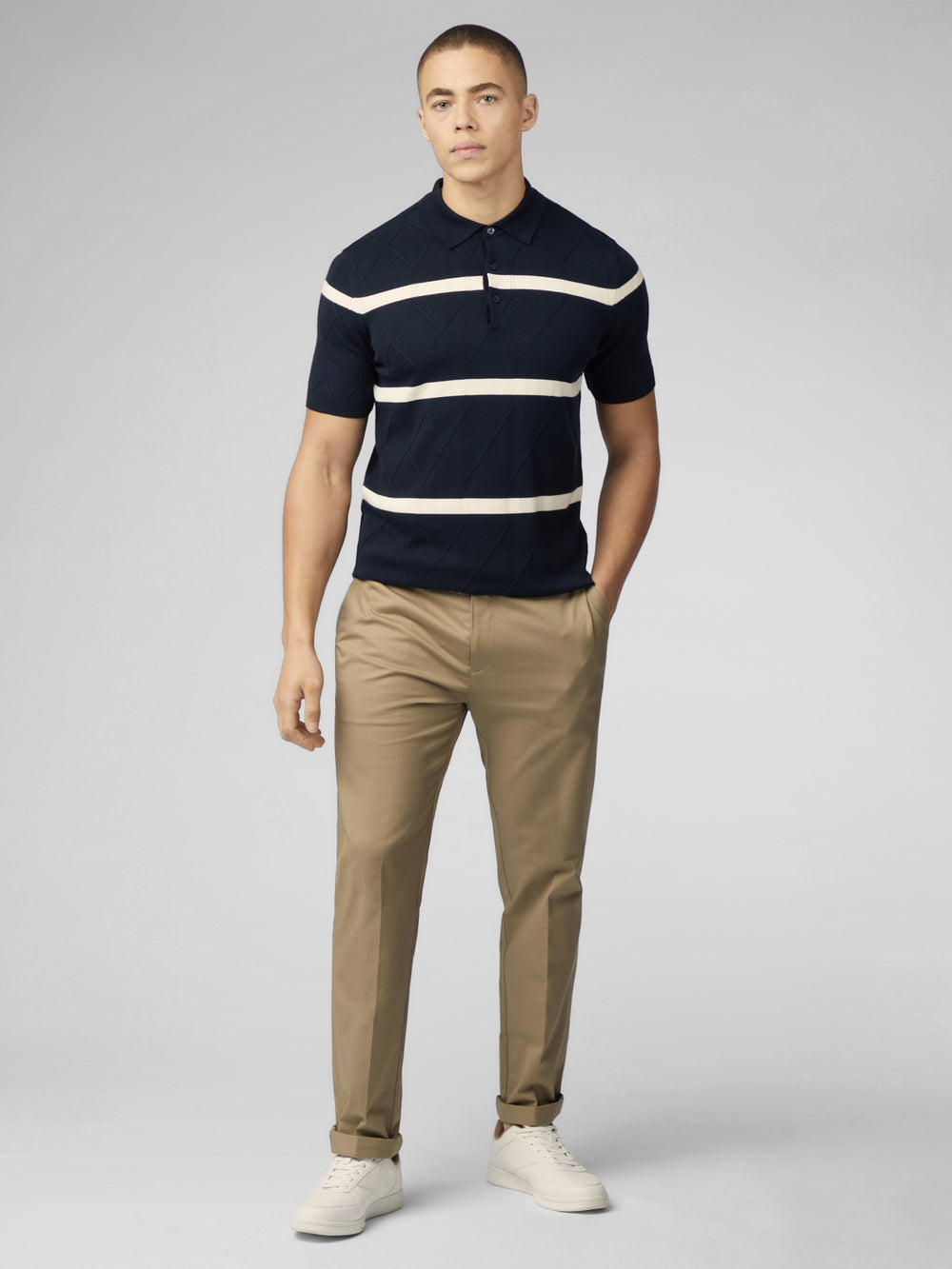 Maglieria Ben Sherman Signature Argyle Stripe Polo Blu Marino | 409251-IEL