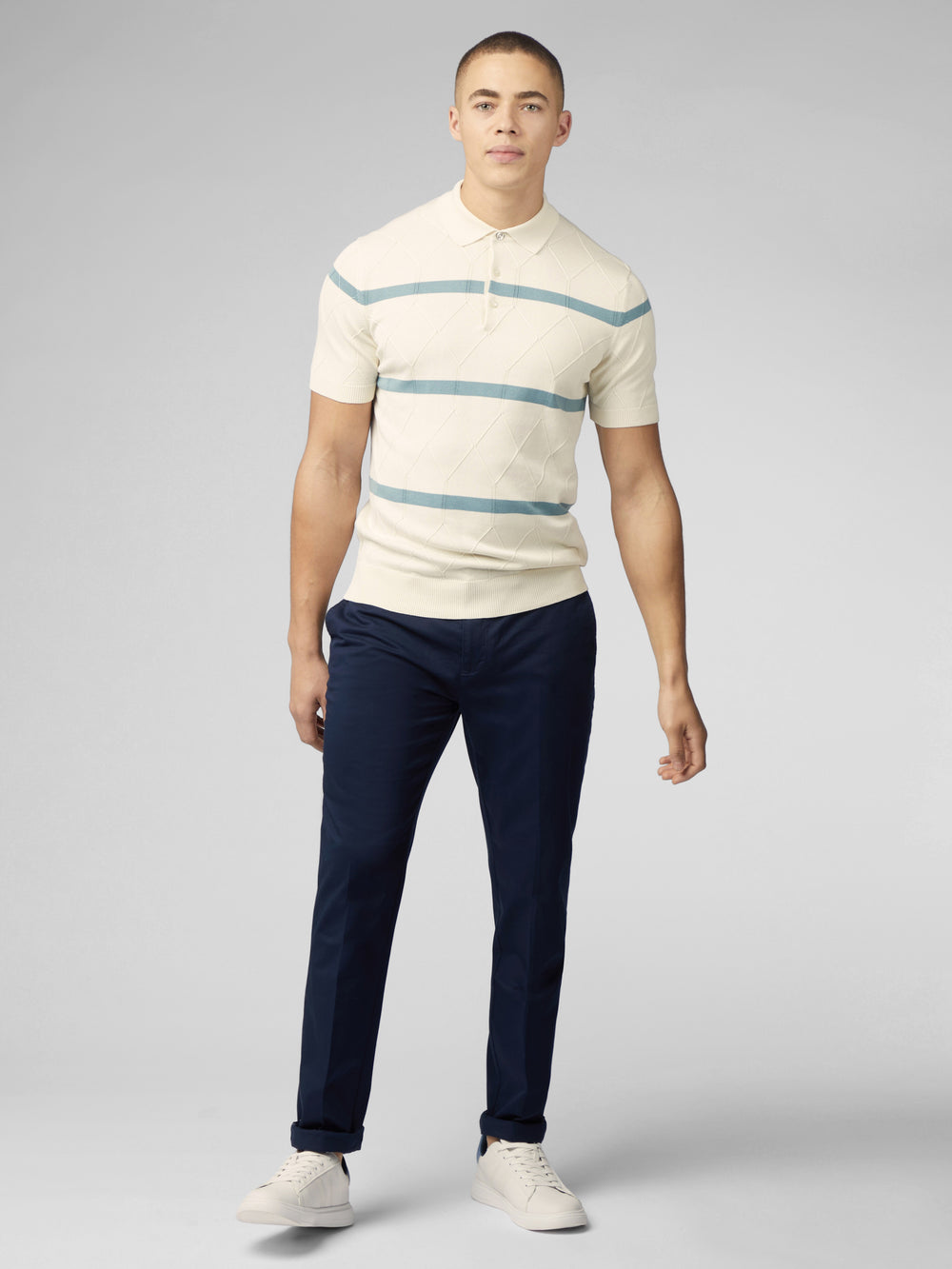 Maglieria Ben Sherman Signature Argyle Stripe Polo Bianche | 160945-LXG