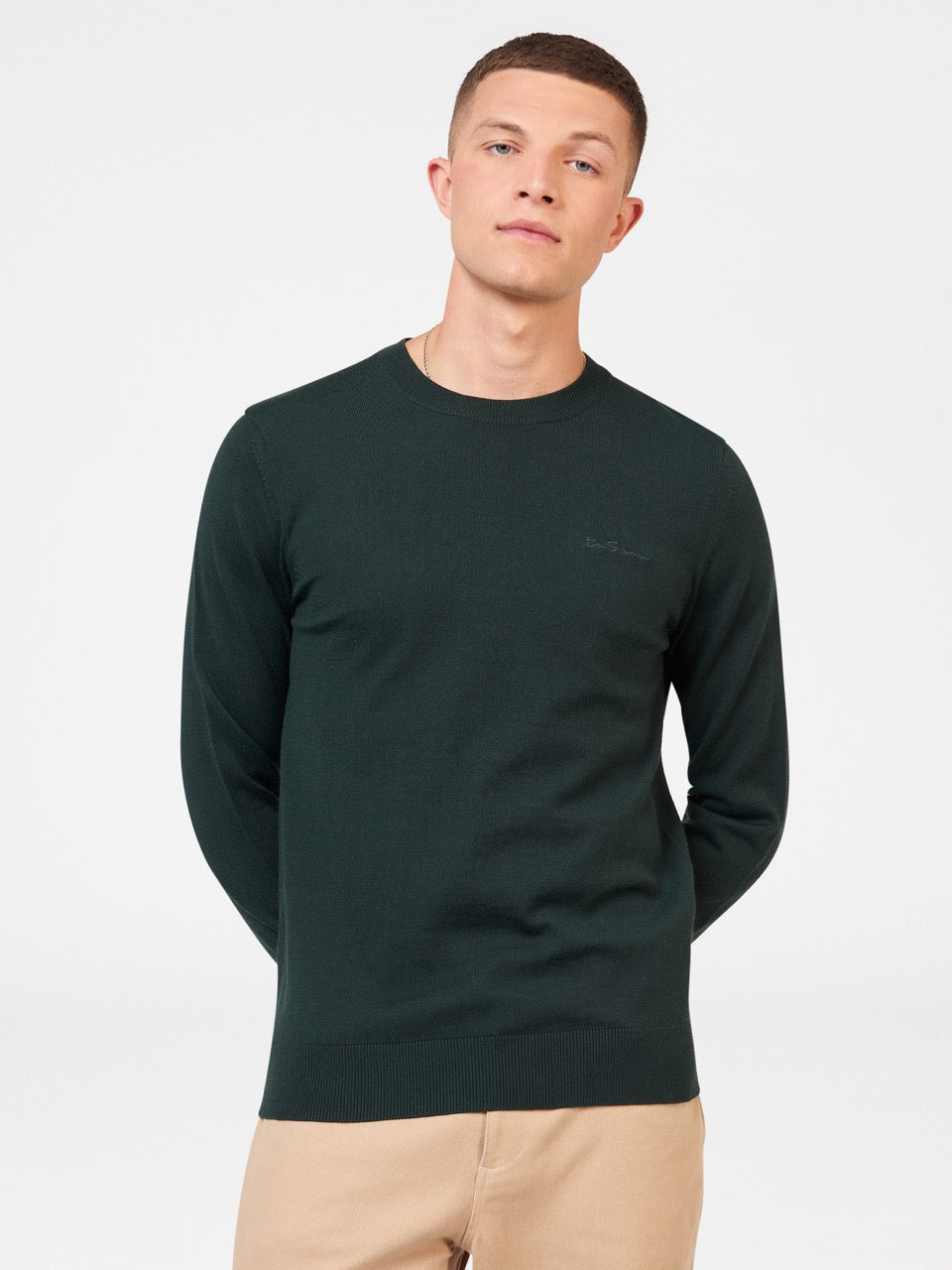 Maglieria Ben Sherman Signature Merino Crewneck Verdi Scuro | 529074-PNK