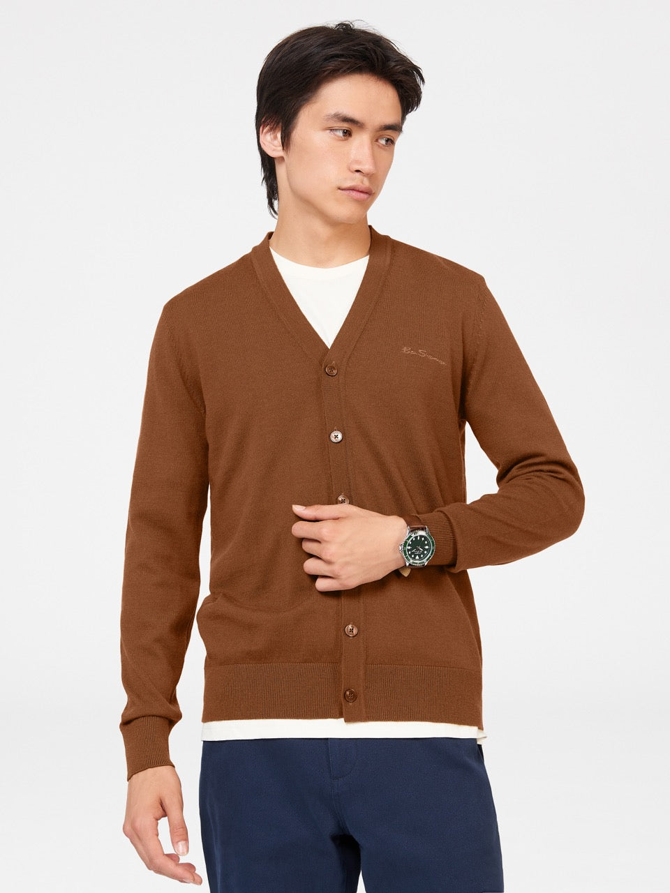 Maglieria Ben Sherman Signature Merino Cardigan Marroni | 690135-EPY