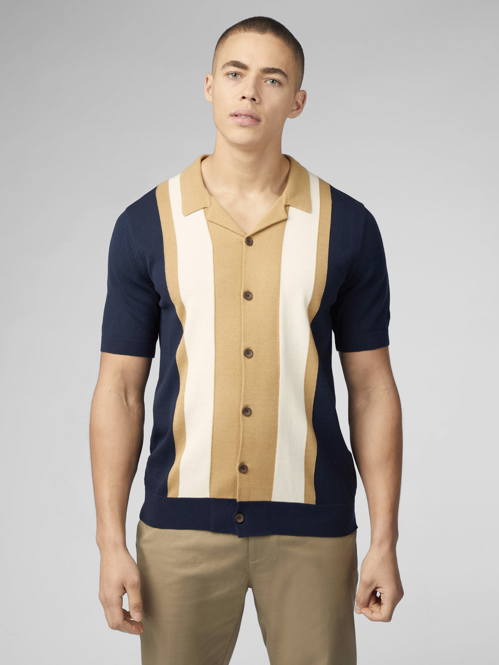 Maglieria Ben Sherman Signature Resort Neck Button Through Polo Blu Marino | 432789-FJX