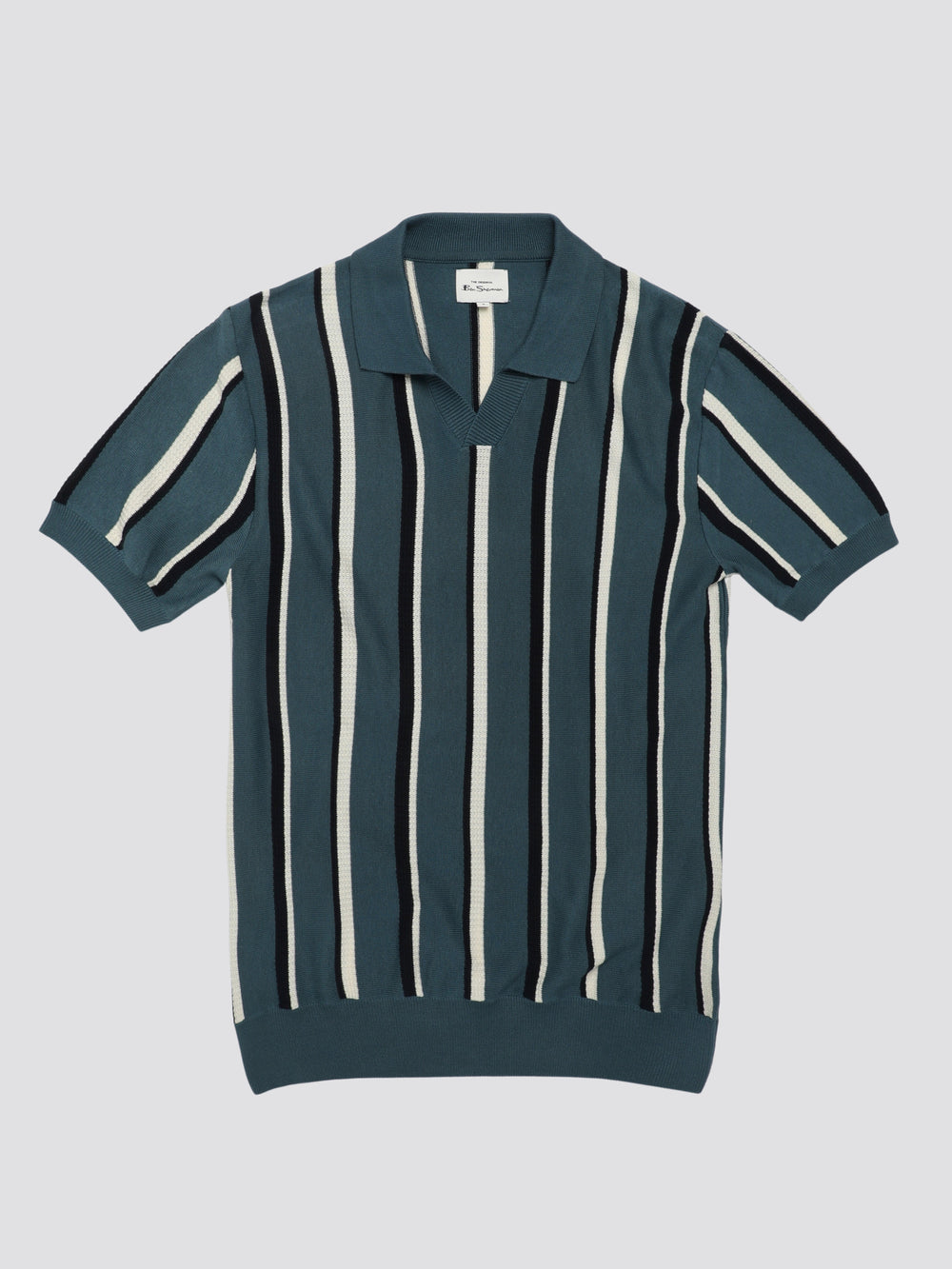 Maglieria Ben Sherman Signature Vertical Stripe Open Neck Polo Verde Acqua | 958037-JBO